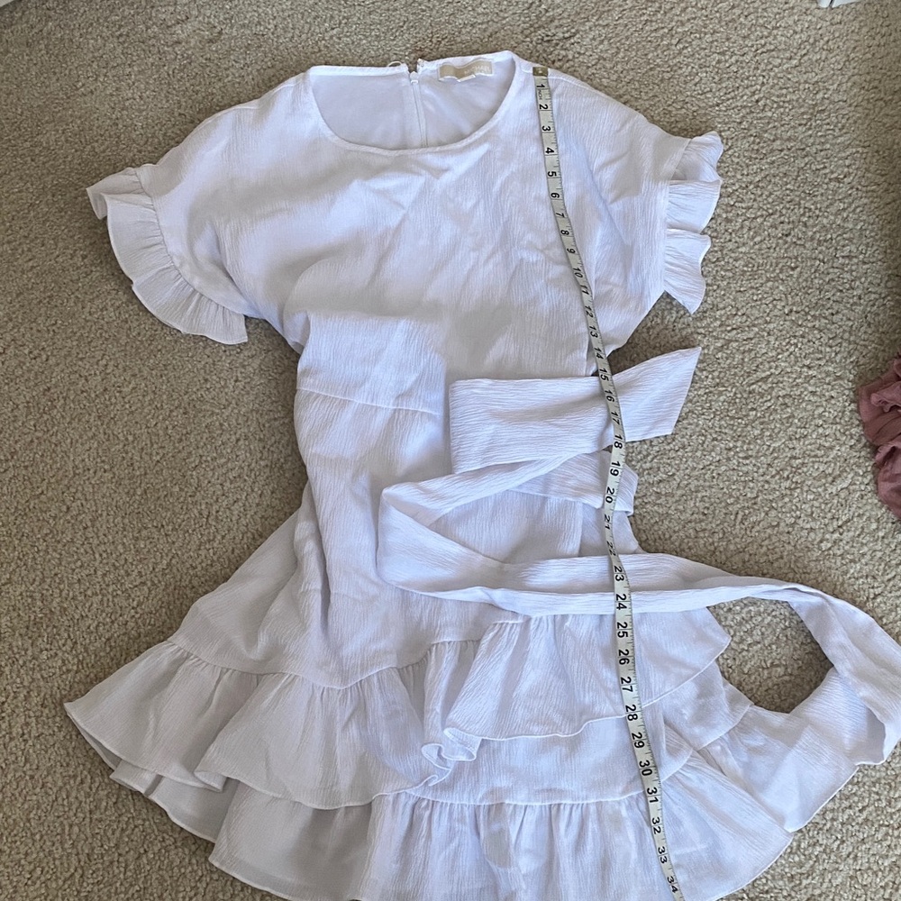 Michael Kors White Ruffle Mini Dress petite PL - Picture 3 of 6
